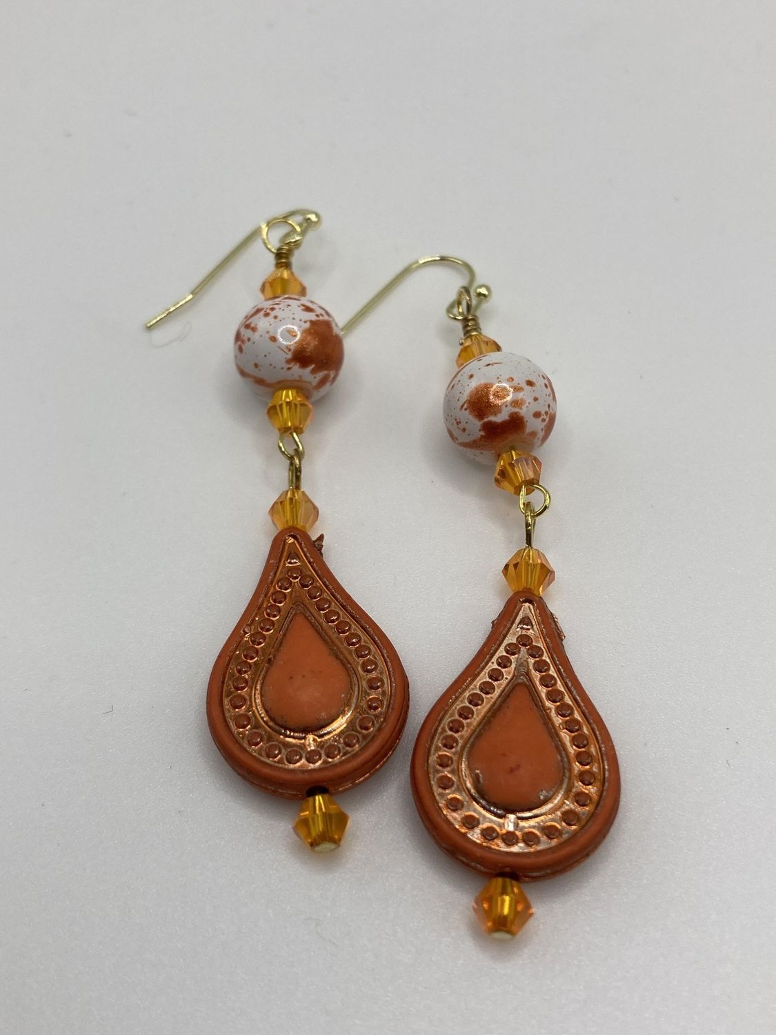 HE4 Orange Splatter Bead Earrings