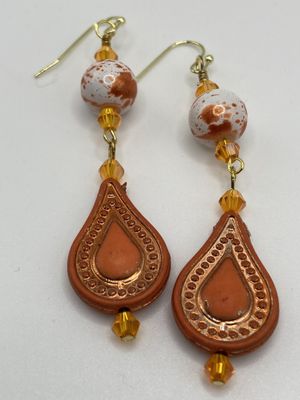 OTD HE4 Orange Splatter Bead Earrings