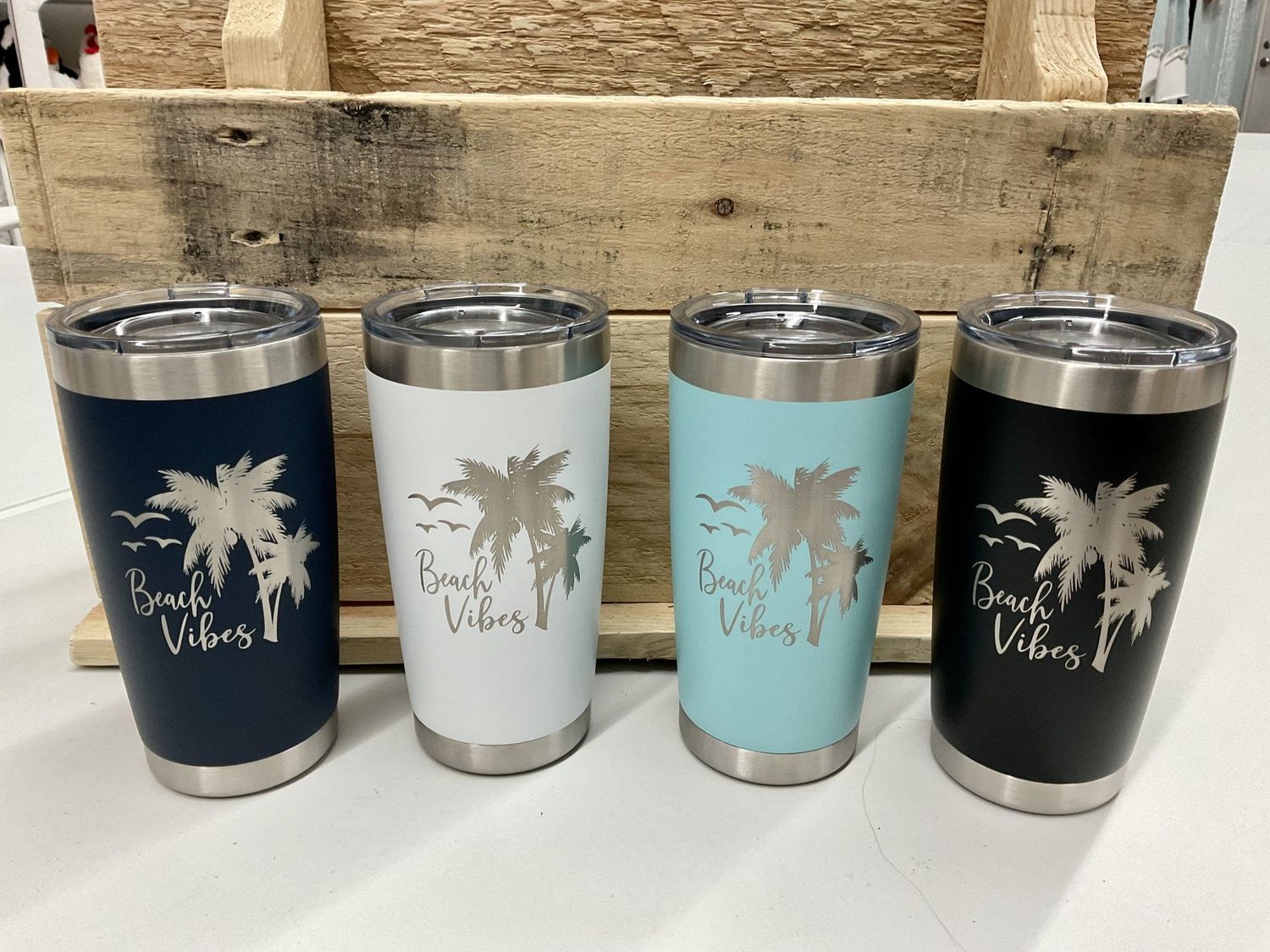 20 oz Beach Vibes Tumber w Palm Trees Standard Colors