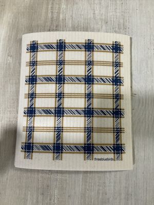 Blue Plaid Swedish Dishcloth