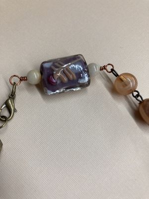 OTD B010 Amber, Tan, and Lampworked Focal Bracelet