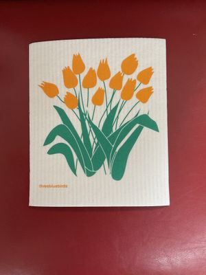 Yellow Tulips Swedish Dishcloth