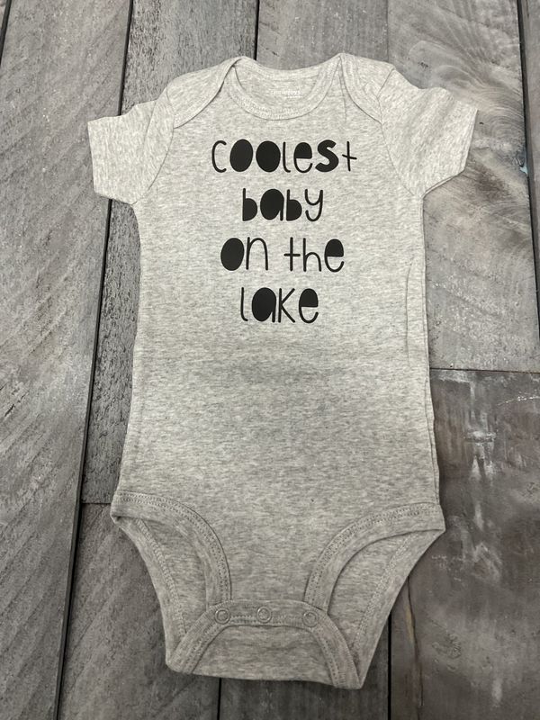 Coolest Baby On the Lake 6-9 months Light Gray