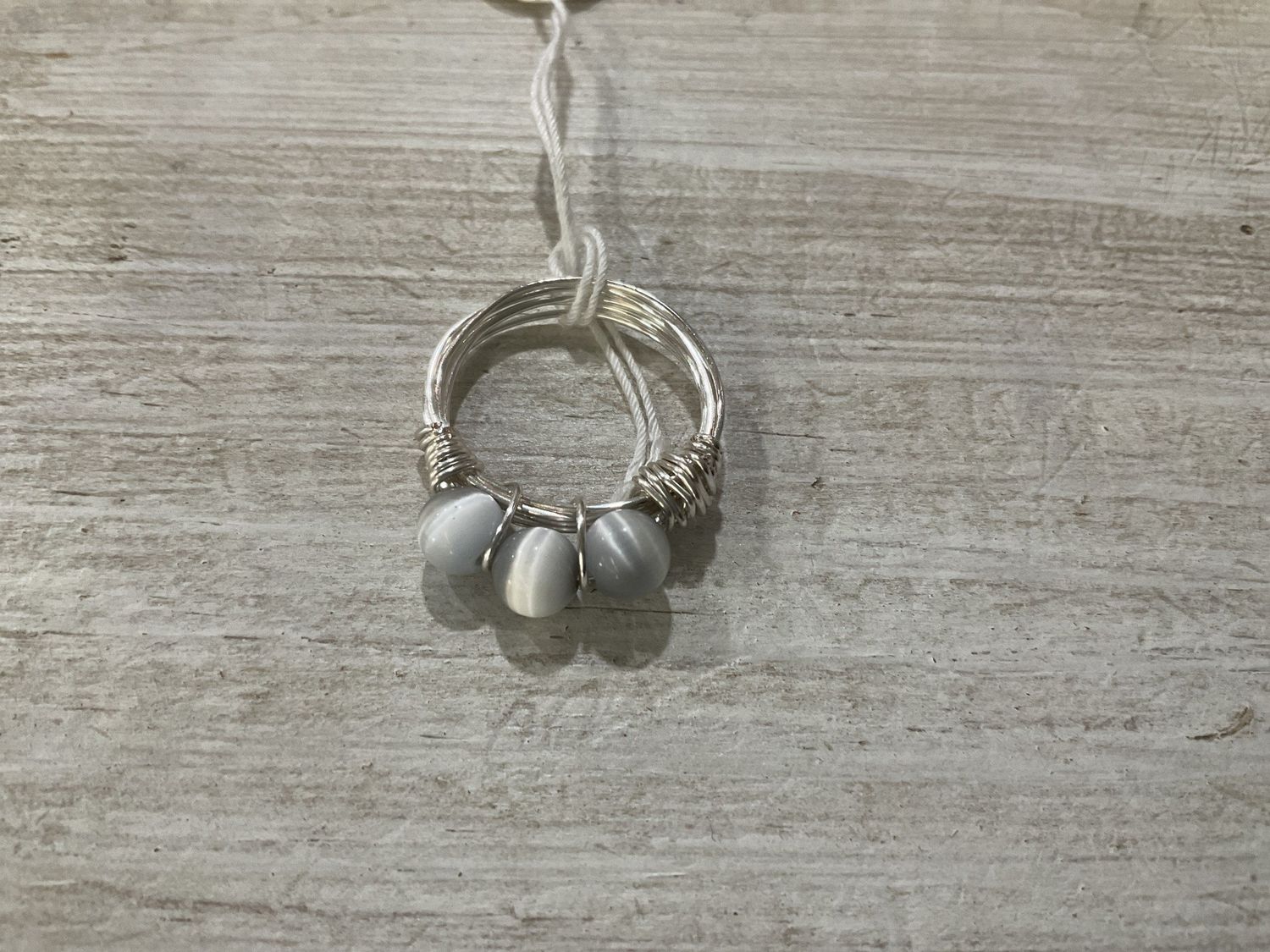 B-3 Stone Ring Silver Cat&#39;s Eye w/Silver