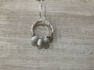 B-3 Stone Ring Silver Cat&#39;s Eye w/Silver
