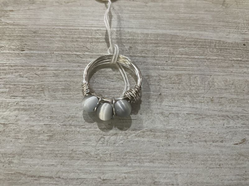 B-3 Stone Ring Silver Cat&#39;s Eye w/Silver
