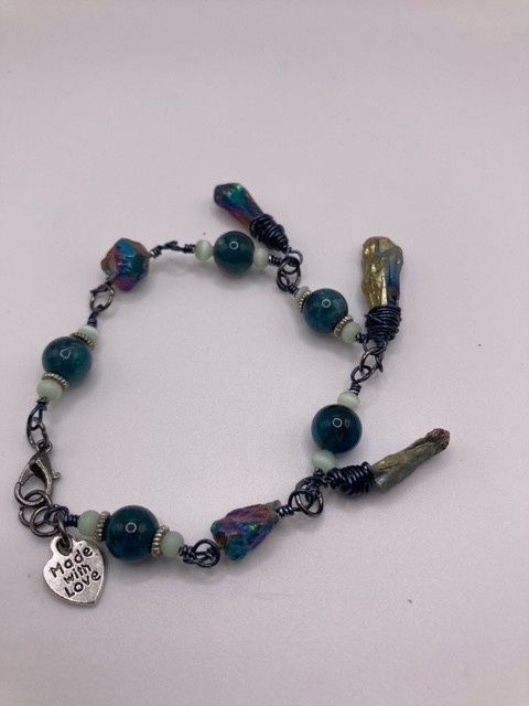 Teal and Turquoise Druze  Bracelet
