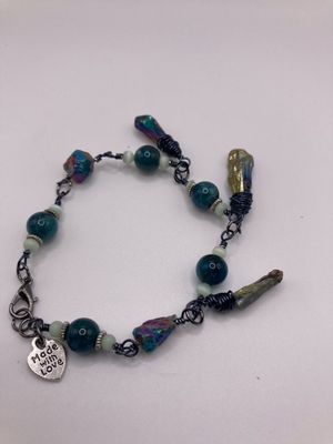 Teal and Turquoise Druze  Bracelet