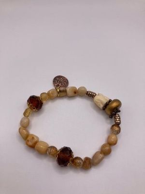 Agate and Glass Beads Stretch Bracelet