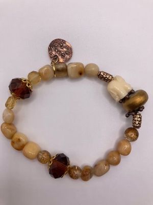 OTD Agate and Glass Beads Stretch Bracelet