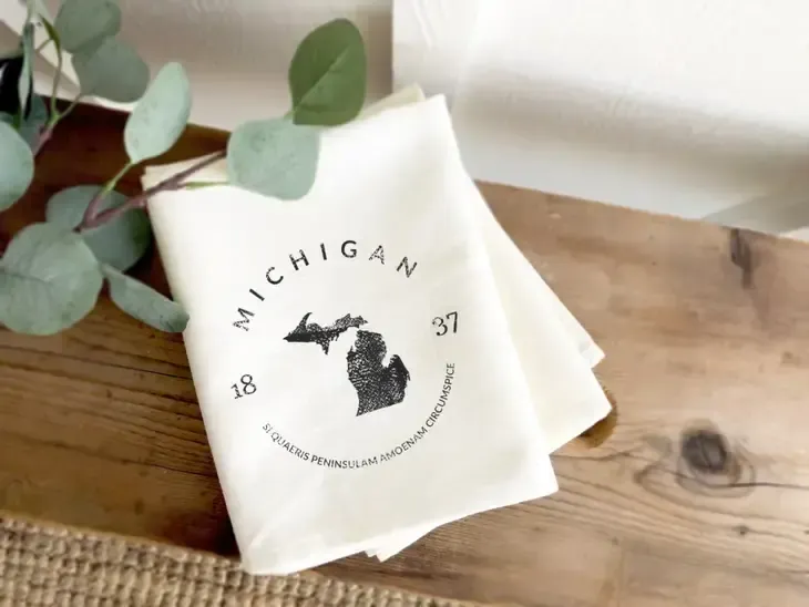 MI Badge and Motto - Custom Cotton Tea Towel