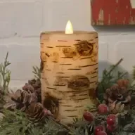 Birch Pillar Candle Moving Flame 3 x 6in