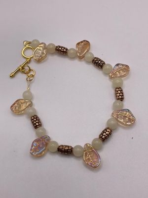 OTD Yellow and Copper Hand wrapped wire with Glass spacer beads Bracelet