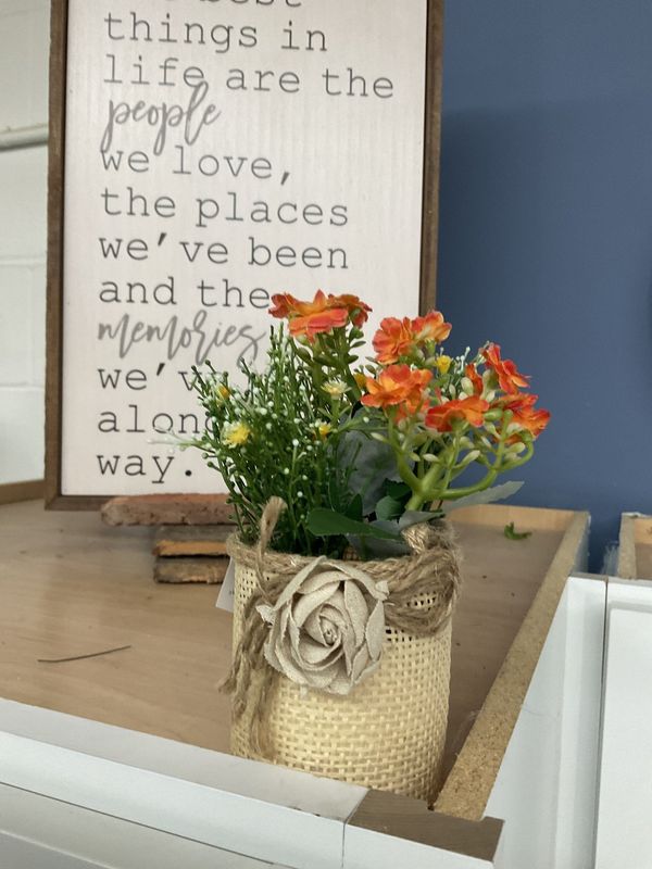 Artificial Plants in Fabric Basket