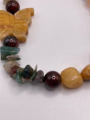 OTD Aventurine Butterfly and Gem Chips Stretch Bracelet