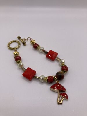 OTD Golden Red Mushroom with center bead of Jasper