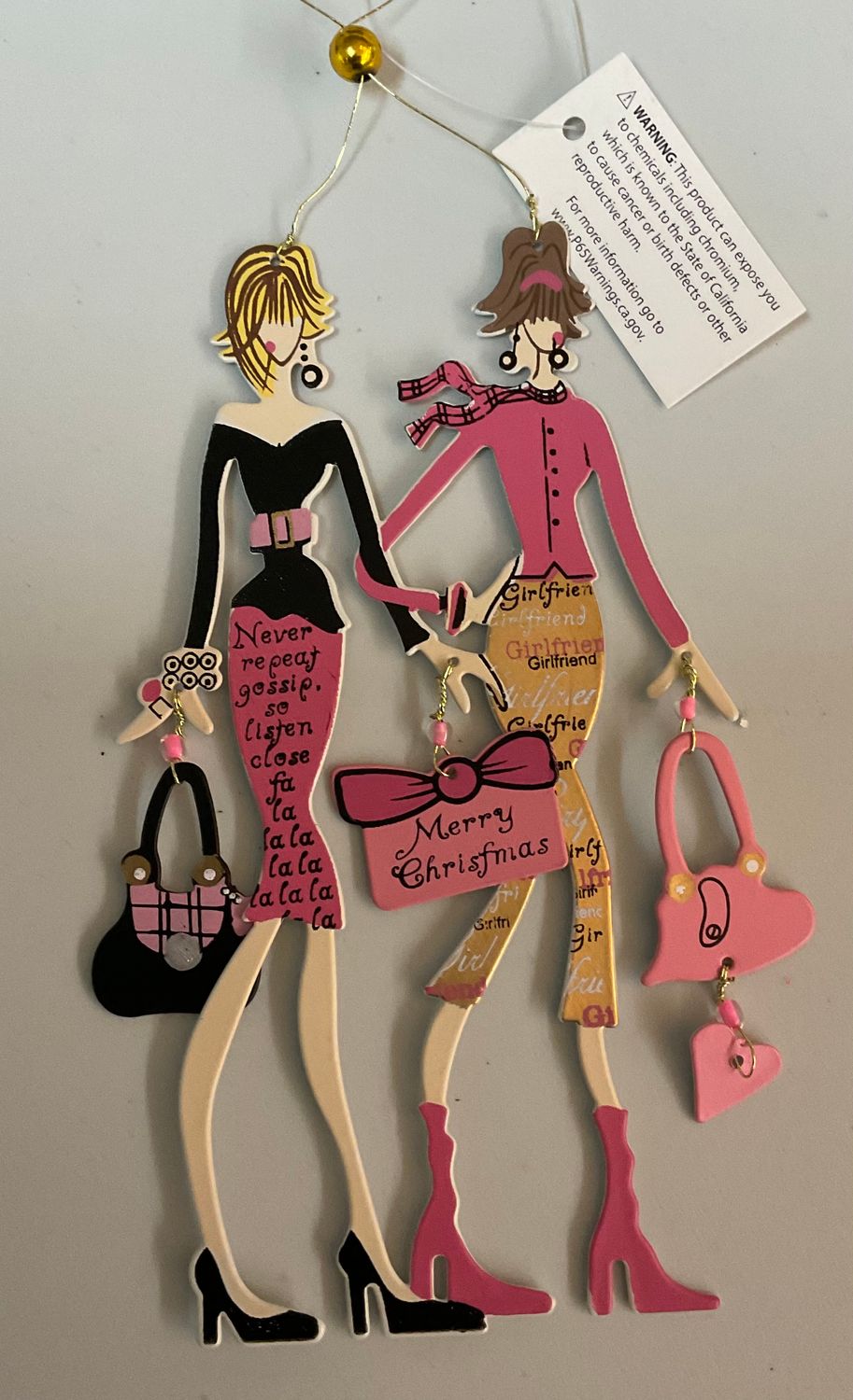 W-SVD Tin Ornament Girlfriends  with Pants Christmas 4 Asst