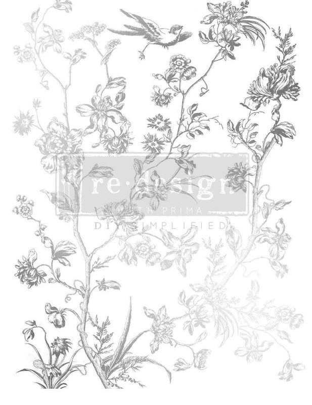 Decor Foil Transfers - Kacha - Silver Bird