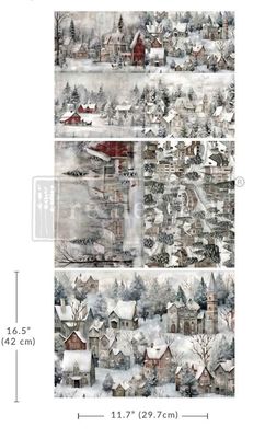 FFFPA A3 Decoupage Fiber - Silent Night Snow Village