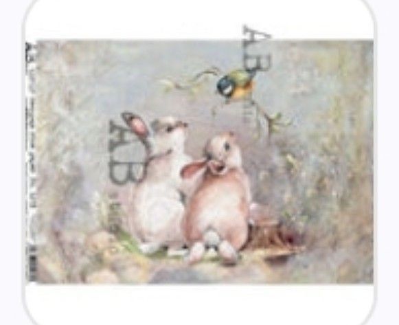 Cottentails and Bird Gazing Decoupage Rice Paper