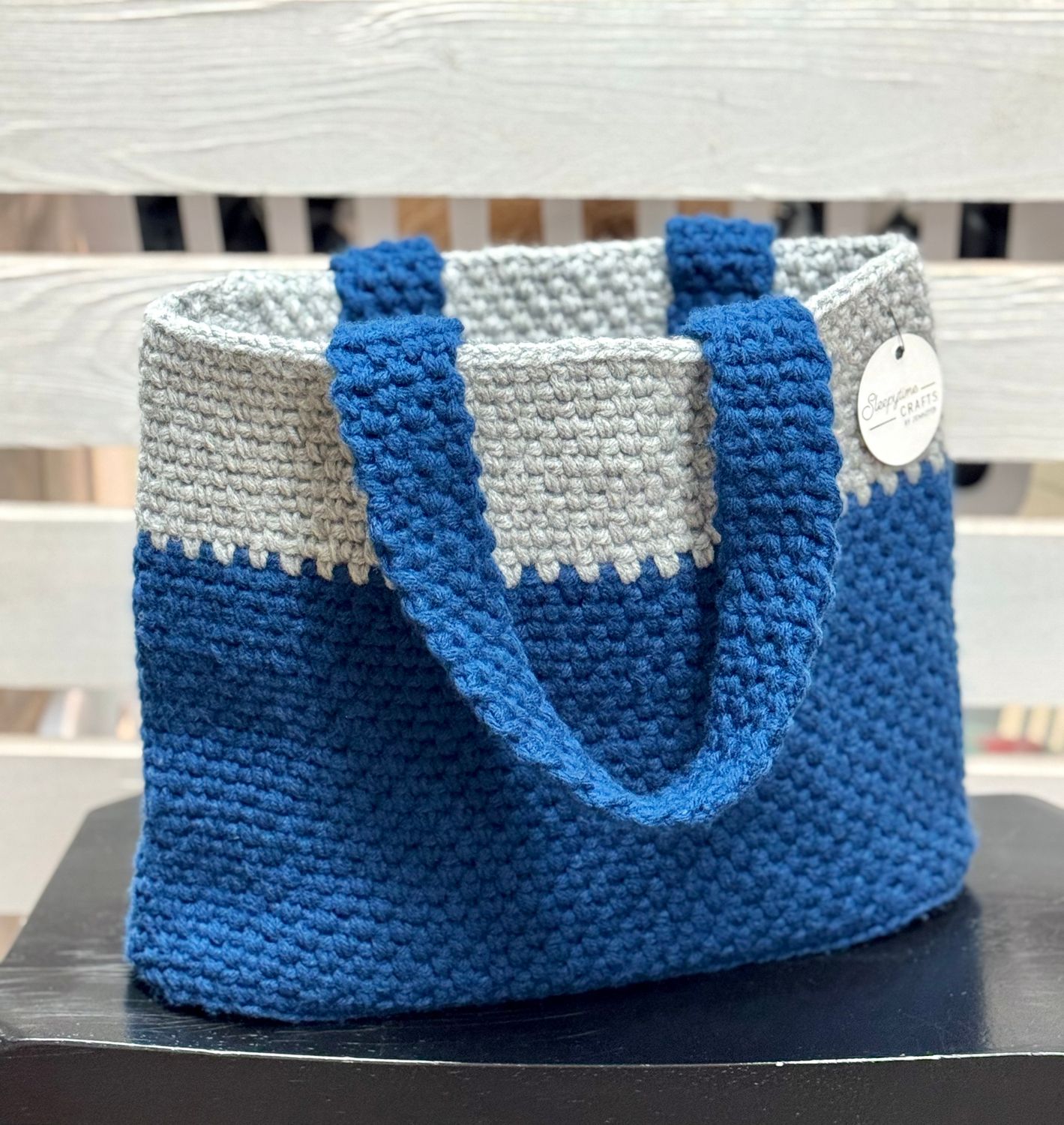 Blue/Grey - Spike Stitch Bag