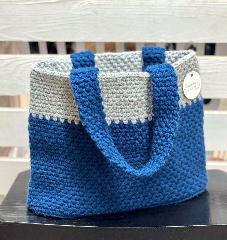 Blue/Grey - Spike Stitch Bag