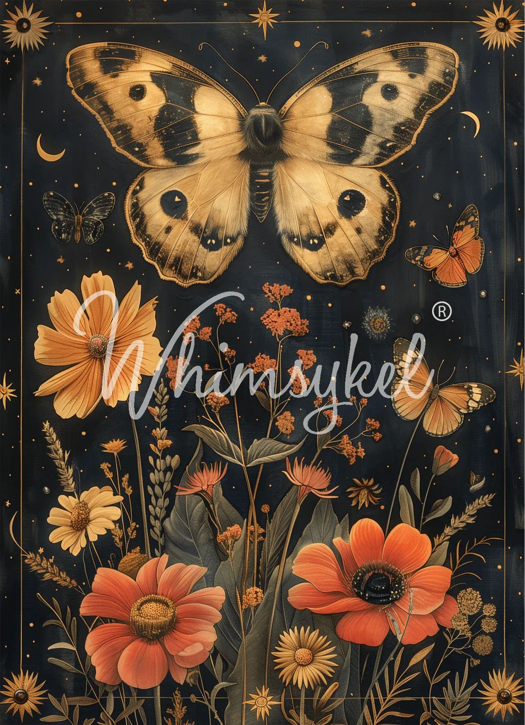 Whimsykel Midnight Moth Decoupage Tissue Paper