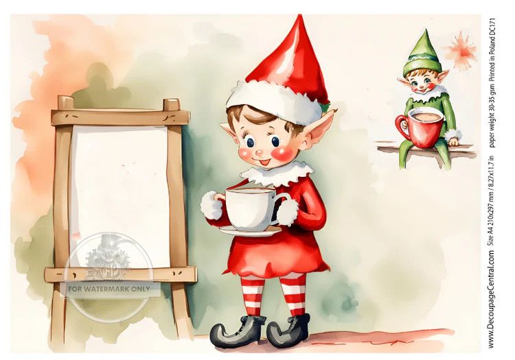 A4 Christmas Elf Rice Paper