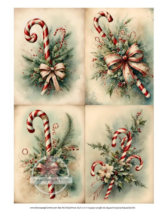 A4 Candy Cane Quads Rice Paper