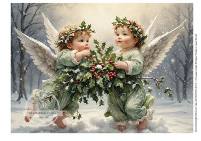 FFFPA A4 Christmas Cherubs Solo Rice Paper