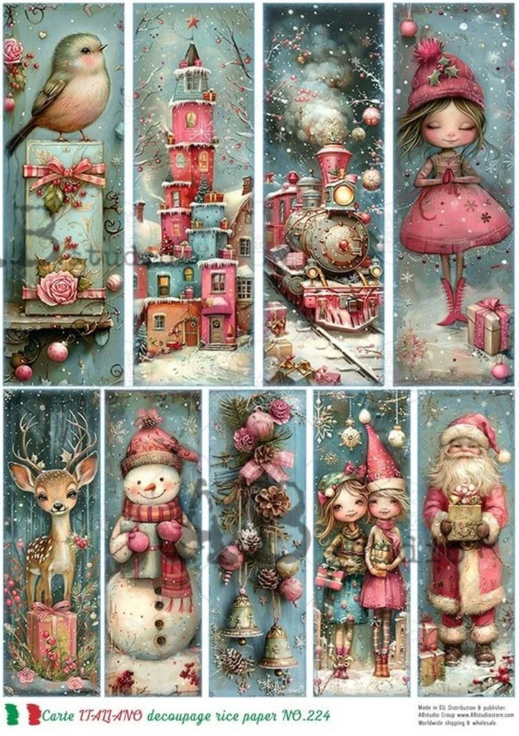 A4 Christmas Rectangles Rice Paper