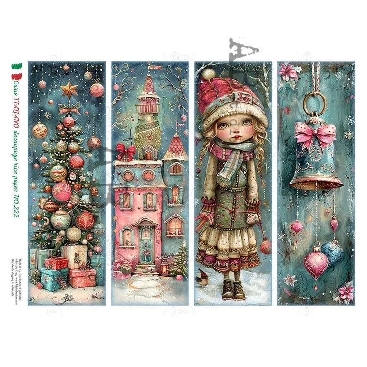A4 Christmas 4 Rectangles Rice Paper