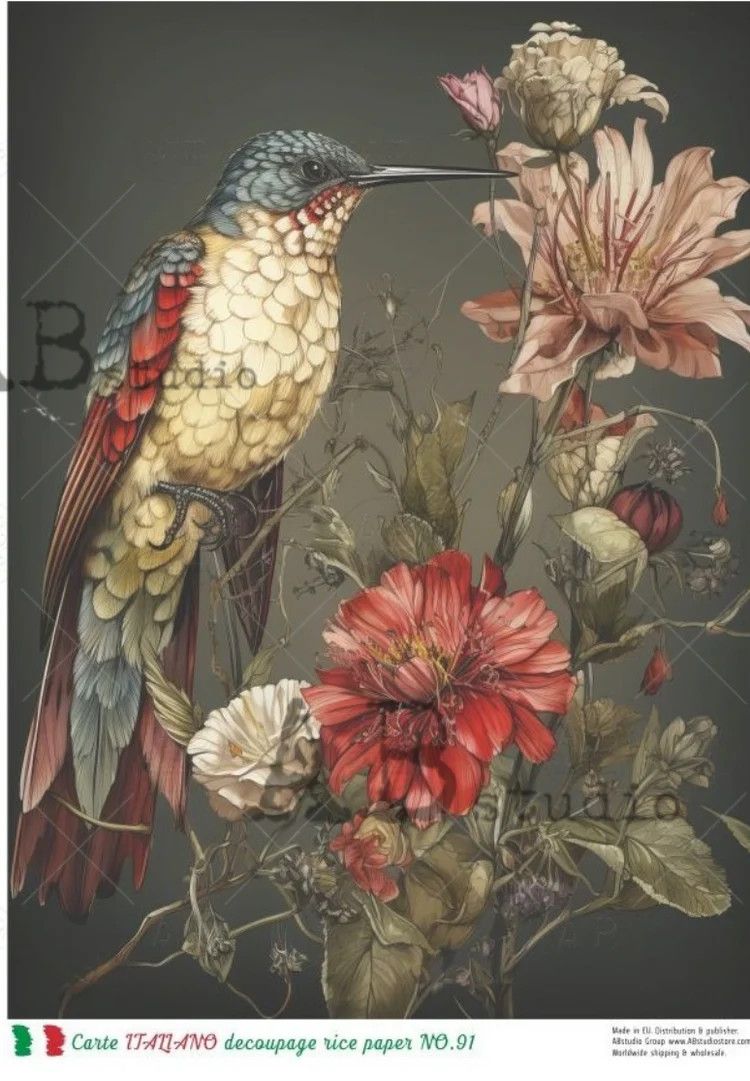 A4 Exotic Bird and Flowers Rice Paper