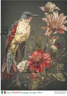 FFFPA A4 Exotic Bird and Flowers Rice Paper