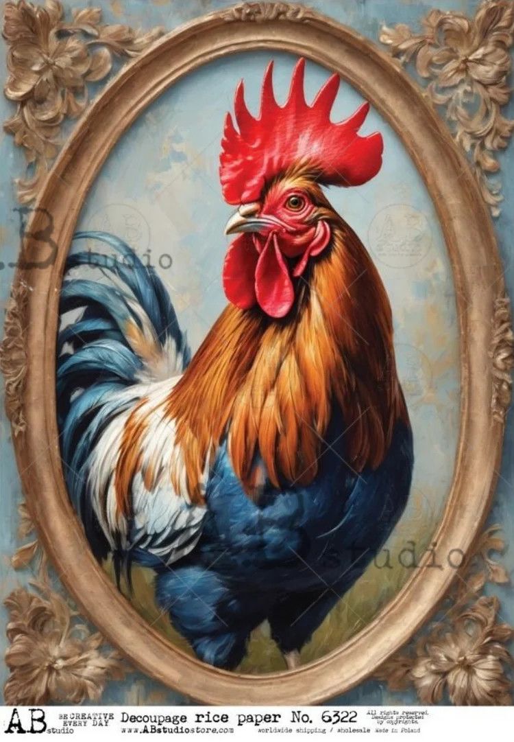 A4 Rooster Portrait Rice Paper