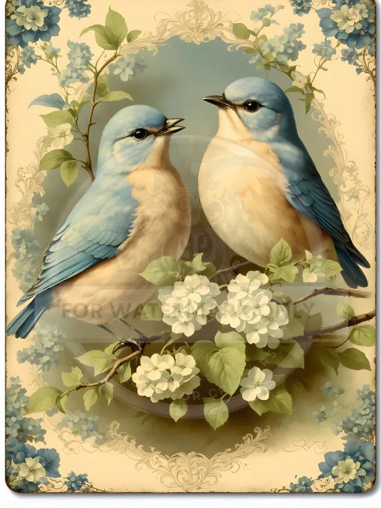 A4 Blue Bird Waltz Rice paper