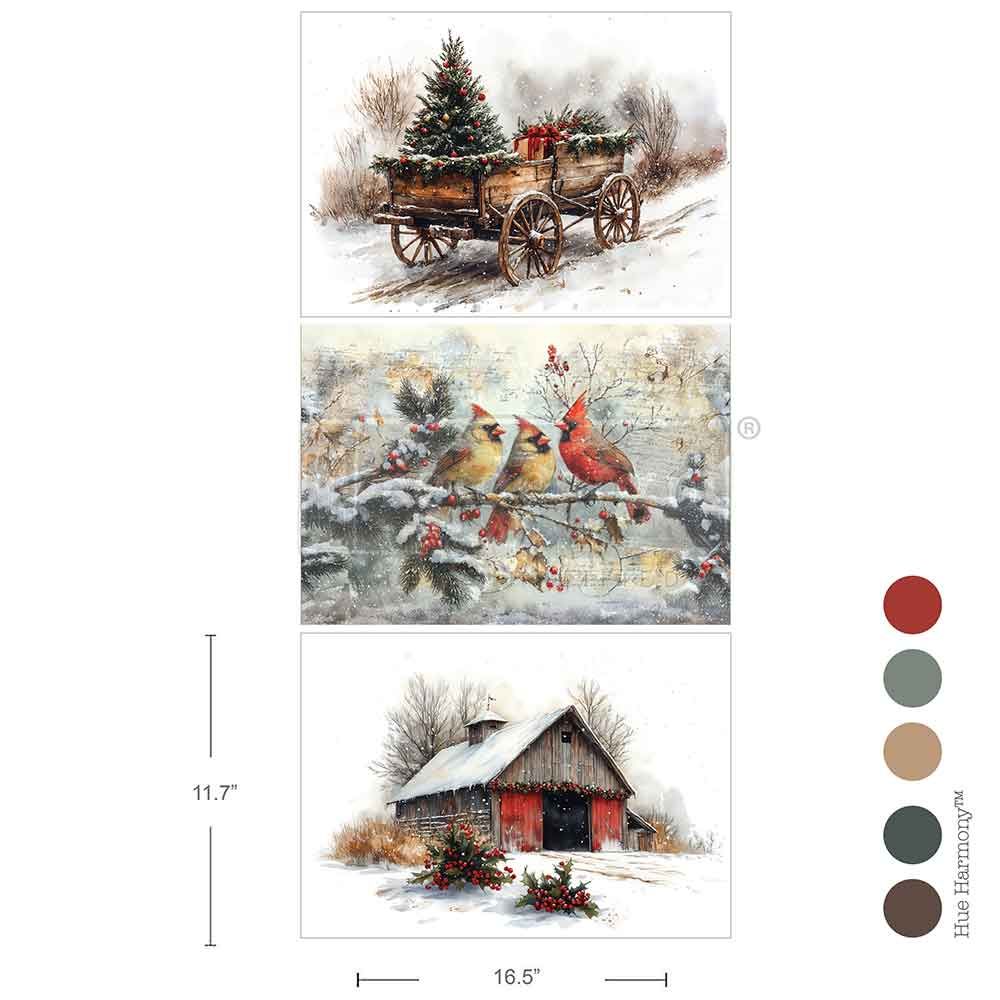 Christmas in the Countryside Decoupage Fiber Pack