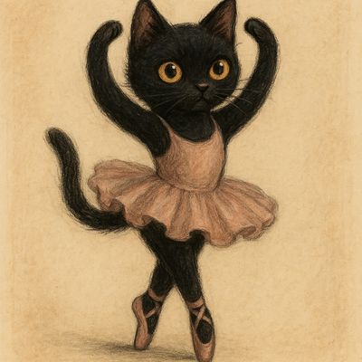 FFFPA A4  Black Cat Ballerina Rice Paper
