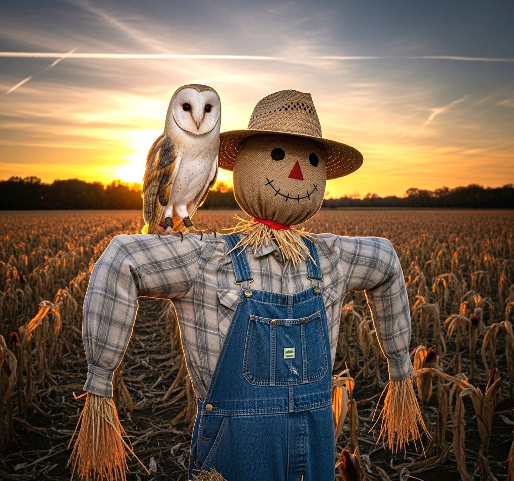 A4 FFF Scarecrow with Owl Rice Paper