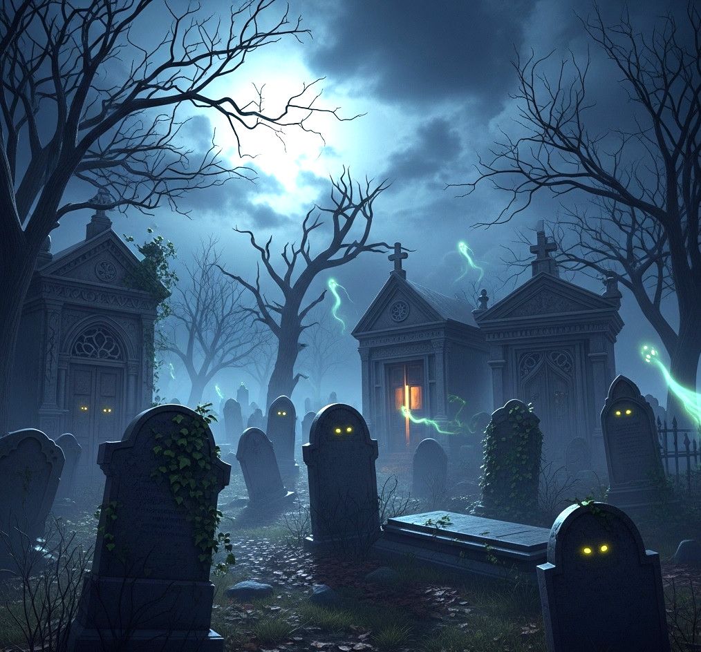 A4 FFF Haunted Cemetery Rice Paper