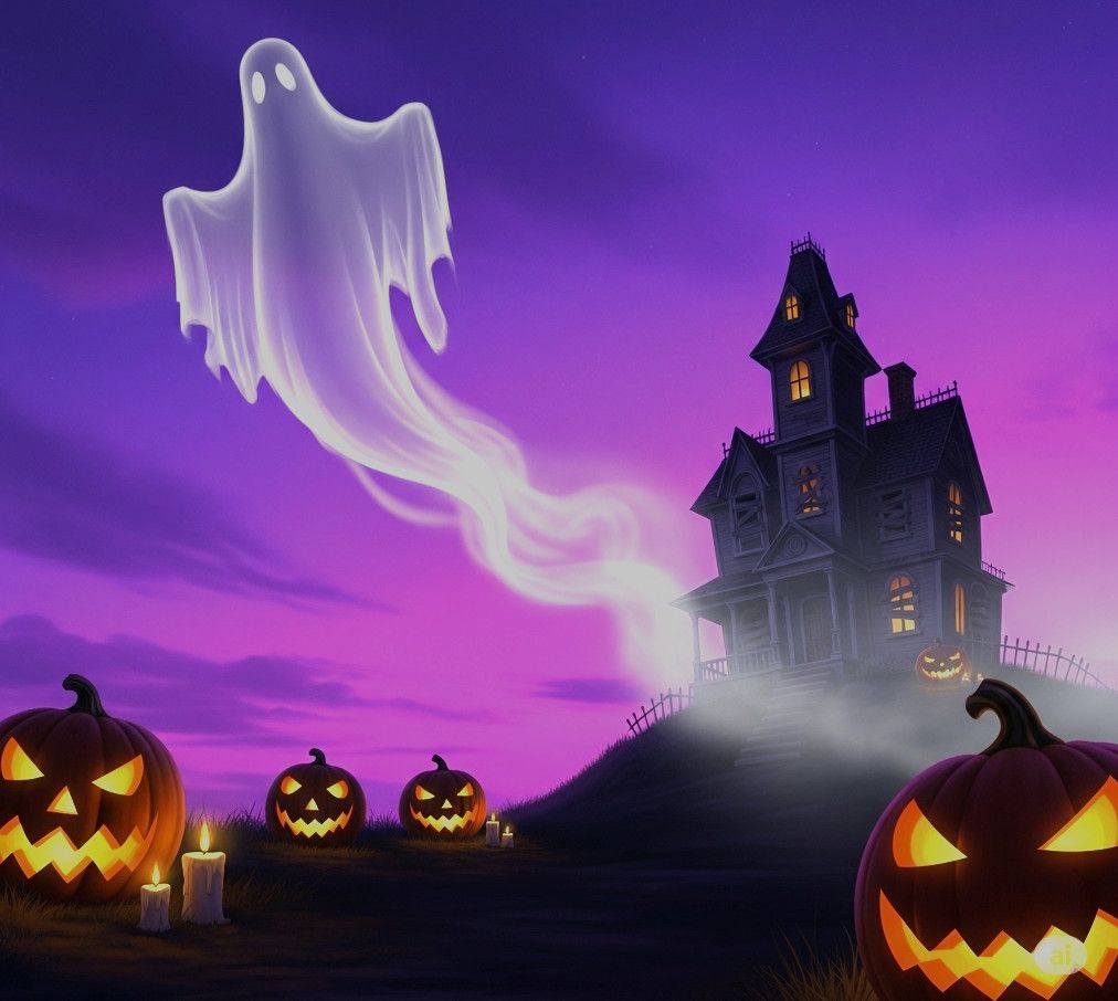 A4 FFF Haunted House with Ghost Decoupage Rice Paper