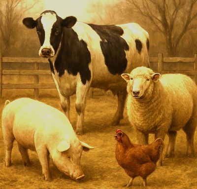 FFFPA A4 Antique Farm Animals Decoupage Rice Paper