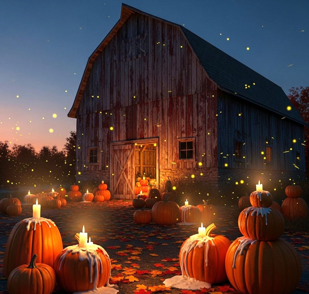 A4 FFF Barn with Pumpkins Decoupage Rice Paper