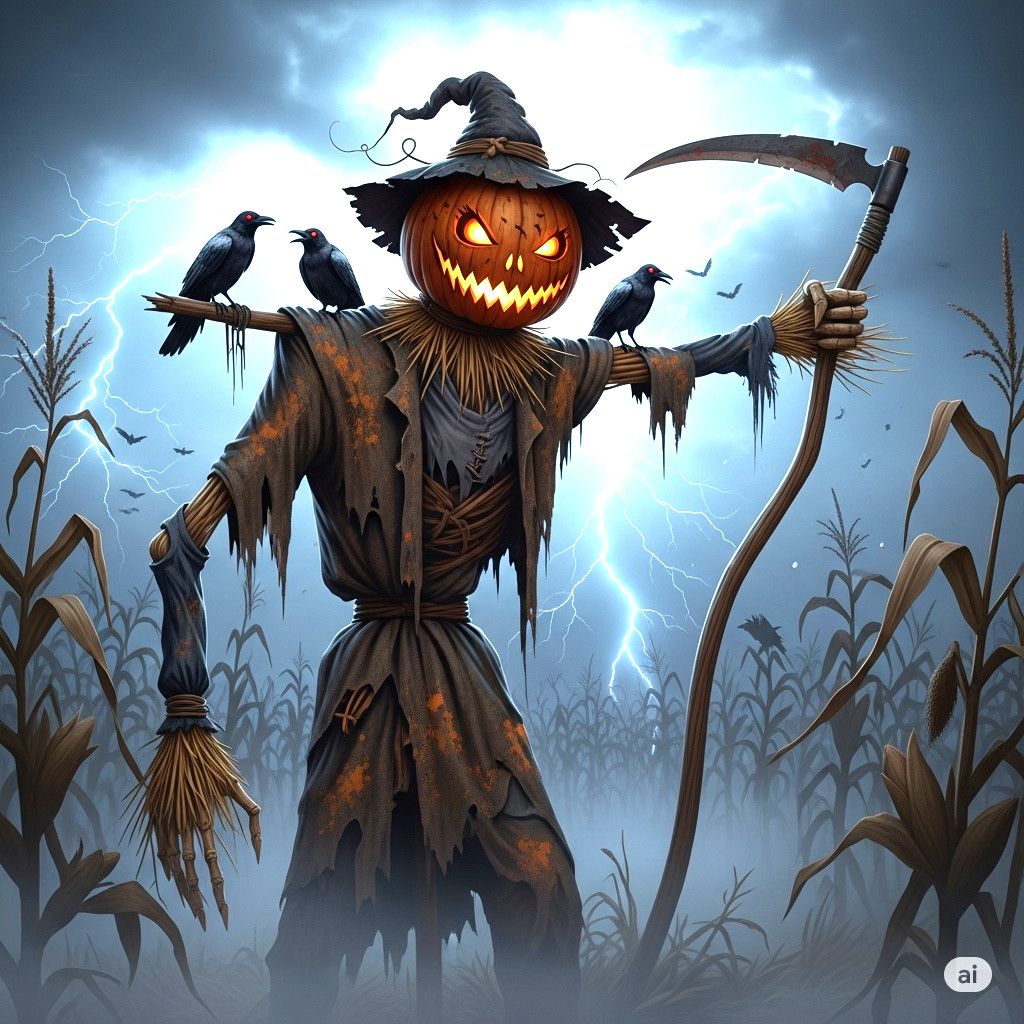 A4 FFF Scary Scarecrow Decoupage Rice Paper