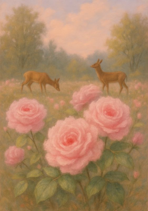 A4 FFF Deer With Roses