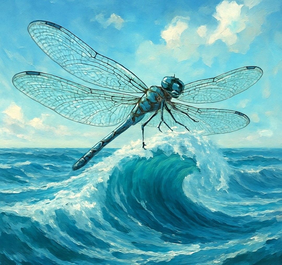 A4 FFF Dragonfly Surfing Decoupage Rice Paper