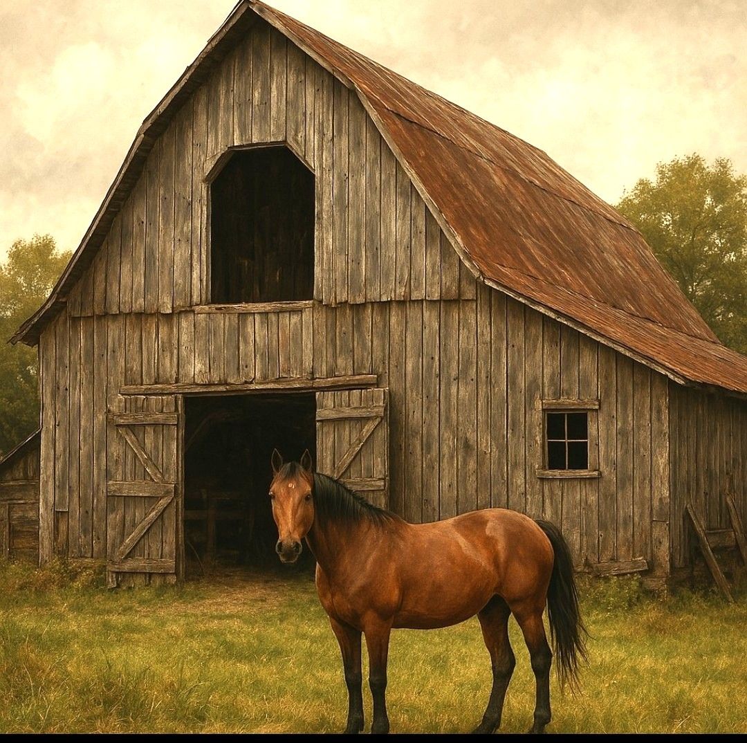 A4 FFF Horse And Barn Decoupage Rice Paper