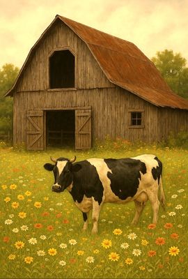 FFFPA A4 Cow And Barn Decoupage Rice paper