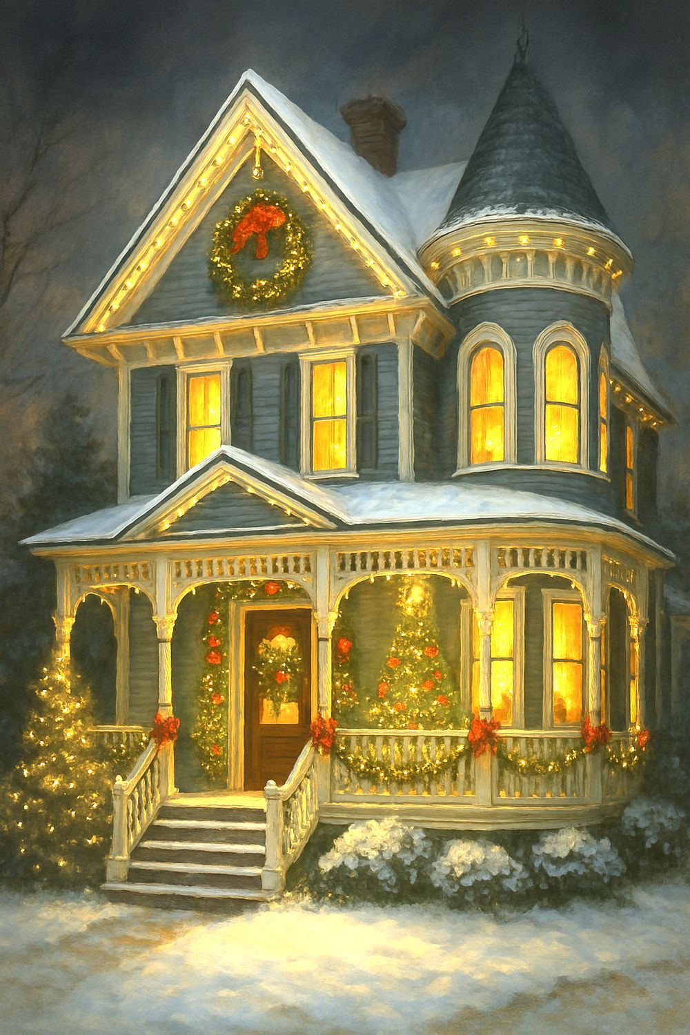 A4 FFF Victorian Christmas House Decoupage Rice Paper