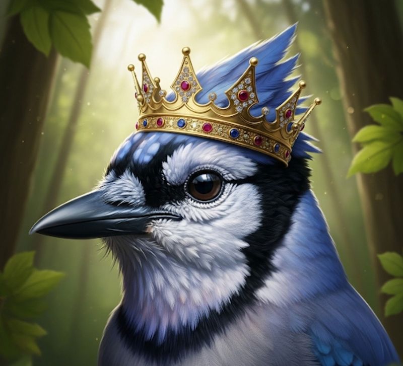 A4 FFF Blue Jay Crown Decoupage Rice Paper